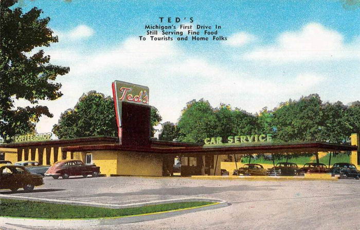 Teds Drive-In - Old Postcard